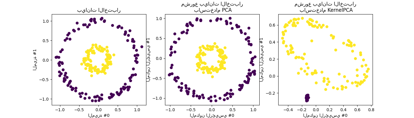بيانات الاختبار, مشروع بيانات الاختبار باستخدام PCA, مشروع بيانات الاختبار باستخدام KernelPCA