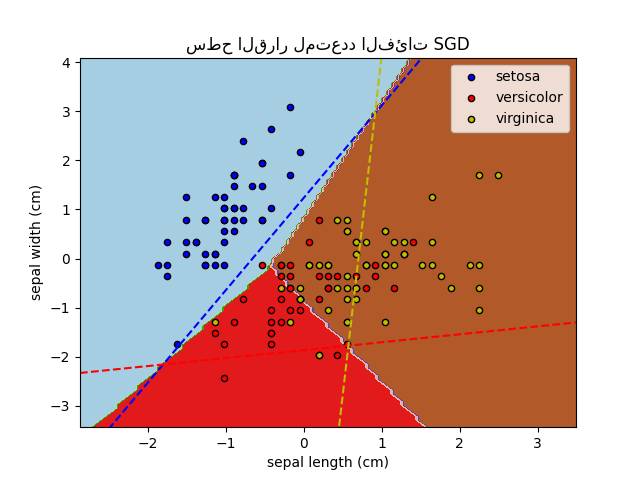 سطح القرار لمتعدد الفئات SGD